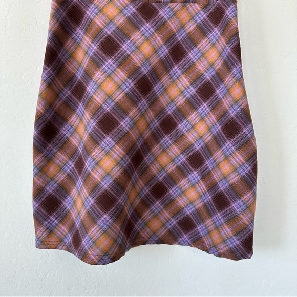 Urban Outfitters Purple Orange Brown Plaid Hook & Eye Spaghetti Strap Mini Dress - Picture 3 of 16
